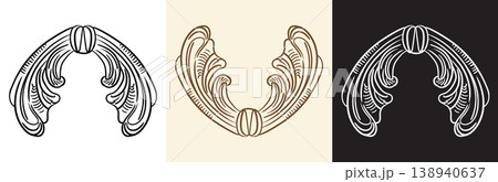 Baroque set of scroll hand drawn design element illustration Baroque set of scroll hand drawn design element illustration 138940637