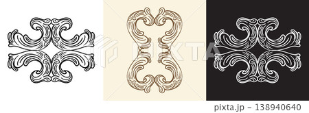 Set of engraving vintage design elements three colors vector 138940640