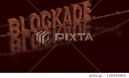 Rusty Blockade Barrier With Barbed Wire Concept 3d render. 138940904
