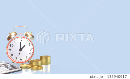Time Management And Financial Planning Concept With Clock Coins And Calculator 3d render. 138940917