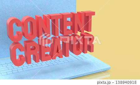 Creative Content Creator Concept Displayed On Modern Laptop Screen 3d render. 138940918