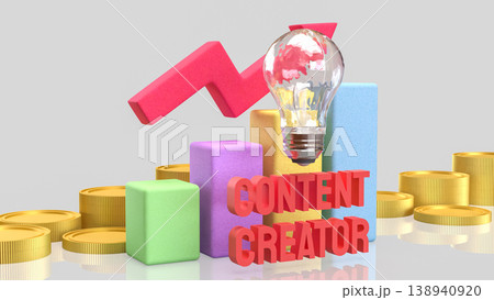 Creative Content Creator Business Growth Concept With Rising Chart 3d render. Creative Content Creator Business Growth Concept With Rising Chart 3d render. 138940920
