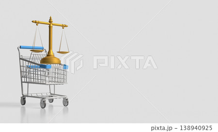 Digital Documents And Legal E commerce Concept With Shopping Cart And Balance Scale 3d render. Digital Documents And Legal E commerce Concept With Shopping Cart And Balance Scale 3d render. 138940925