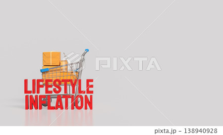 Lifestyle Inflation Concept With Shopping Cart And Increased Consumer Spending 3d render. 138940928