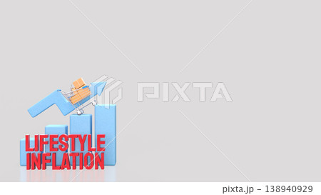 Lifestyle Inflation Growth Concept With Rising Spending And Shopping Cart Trend 3d render. 138940929