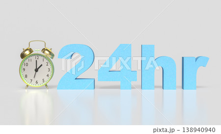 24 Hour Time Concept with Alarm Clock and Continuous Productivity 3d render. 138940940