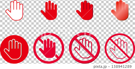 A red mark icon representing various shapes of "STOP" signs. 138941289