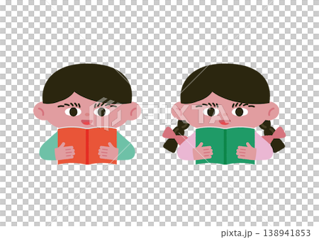 本を持つ子どもたちのベクターイラスト素材 本を持つ子どもたちのベクターイラスト素材 138941853