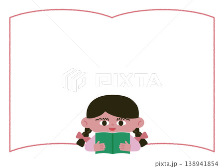 本を読む女の子のフレーム素材 本を読む女の子のフレーム素材 138941854