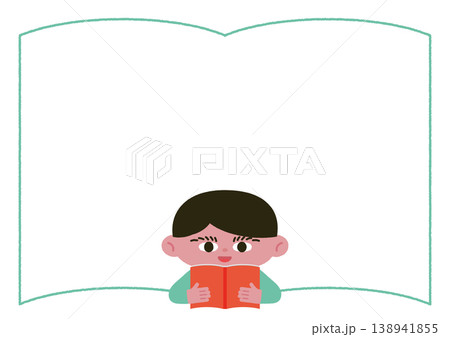 本を読む男の子のフレーム素材 本を読む男の子のフレーム素材 138941855