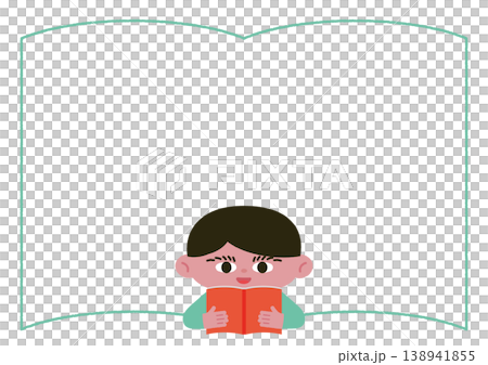 本を読む男の子のフレーム素材 本を読む男の子のフレーム素材 138941855