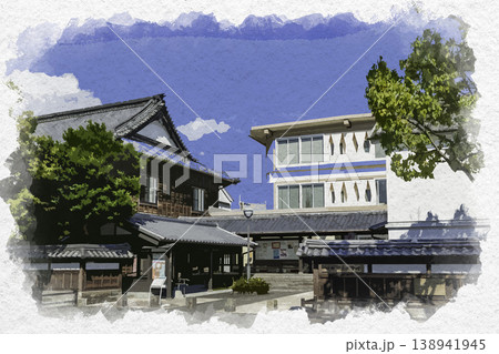 水彩画風　臼杵市立図書館　大分県臼杵市 138941945