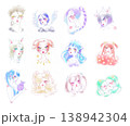 12星座 擬人化 女の子 イラスト セット 占い 水彩風 美人画 138942304