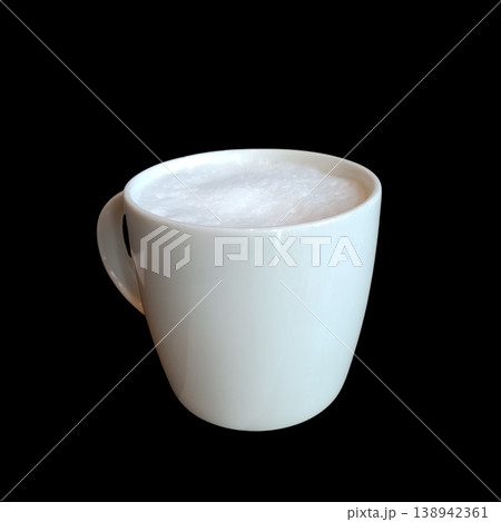 White cup coffee latte foam black background minimal Hot white cup coffee latte foam black background minimal style calm White cup coffee latte foam black background minimal Hot white cup coffee latte foam black background minimal style calm 138942361