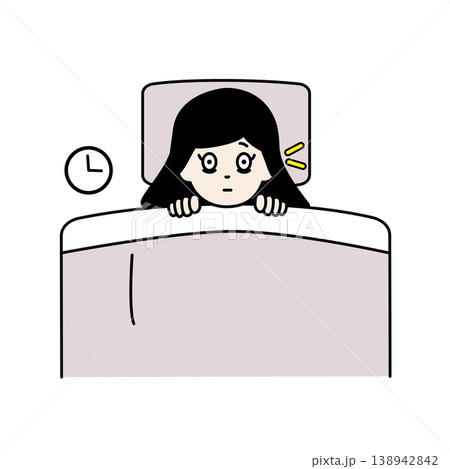 不眠・夜眠れないビジネスウーマンのイラスト　体の不調 138942842