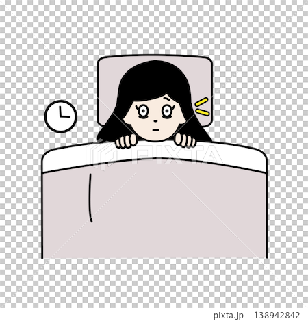 不眠・夜眠れないビジネスウーマンのイラスト　体の不調 138942842