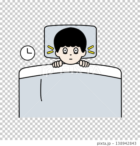 Illustration of a businessman suffering from insomnia and difficulty sleeping at night; physical ailments. Illustration of a businessman suffering from insomnia and difficulty sleeping at night; physical ailments. 138942843
