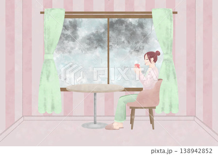 梅雨のお家時間を楽しむ女性 138942852