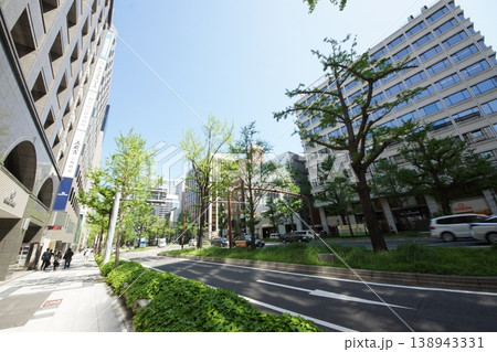 新緑の御堂筋街並み 138943331