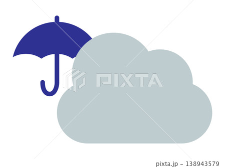 雨のち曇り　シンプルなアイコン　単体　天気　ベクターイラスト 138943579