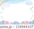 優しい水彩の梅雨イメージ背景-横型 138944107