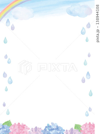 優しい水彩の梅雨イメージ背景-縦型 138944108