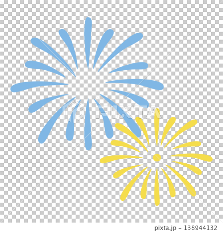 青と黄色の打ち上げ花火 フラットデザイン 青と黄色の打ち上げ花火 フラットデザイン 138944132