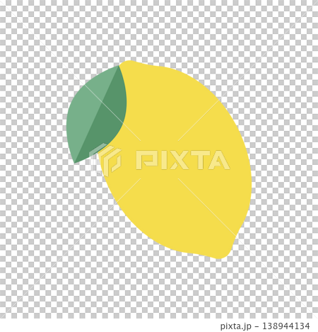 Whole lemon with leaves, flat design 138944134
