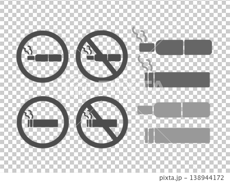 A set of illustrations for no smoking and smoking signs. A set of illustrations for no smoking and smoking signs. 138944172
