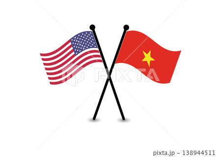 Crossed United States and Vietnam Flags Symbolizing Diplomacy, Trade, Partnership and International Relations 138944511