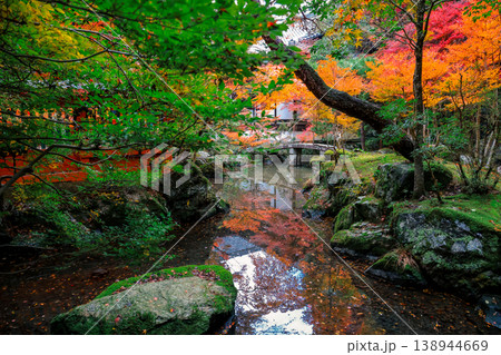 Bishamondo Temple pond garden in autumn fall season Nov 26 2025 138944669