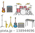 ロックバンドで使う楽器のアイコンセット 138944696