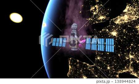 人工衛星と地球 人工衛星と地球 138944824