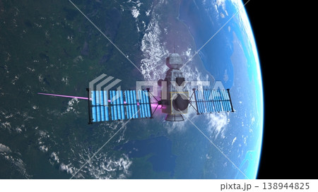 人工衛星と地球 138944825