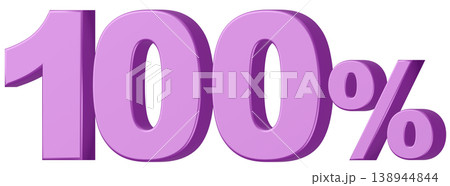 3D素材_数字_100%_メタリック_紫 3D素材_数字_100%_メタリック_紫 138944844