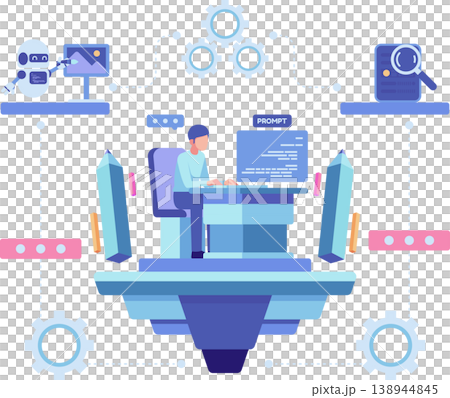 Person Using AI Prompt Engineering for Content Creation Person Using AI Prompt Engineering for Content Creation 138944845