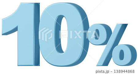3D素材_数字_10%_メタリック_水色 138944868