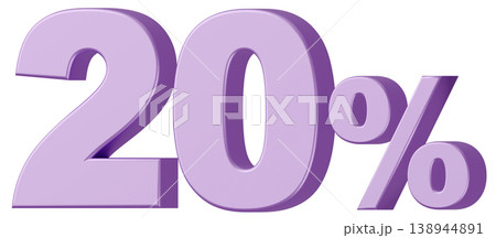 3D素材_数字_20%_メタリック_紫 3D素材_数字_20%_メタリック_紫 138944891