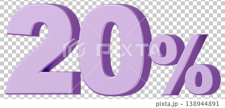 3D素材_数字_20%_メタリック_紫 3D素材_数字_20%_メタリック_紫 138944891