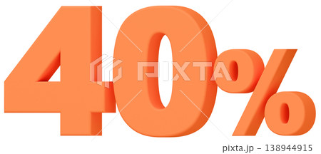 3D素材_数字_40%_オレンジ 3D素材_数字_40%_オレンジ 138944915