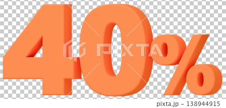 3D素材_数字_40%_オレンジ 3D素材_数字_40%_オレンジ 138944915