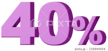 3D素材_数字_40%_メタリック_紫 3D素材_数字_40%_メタリック_紫 138944929