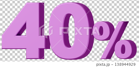3D素材_数字_40%_メタリック_紫 3D素材_数字_40%_メタリック_紫 138944929