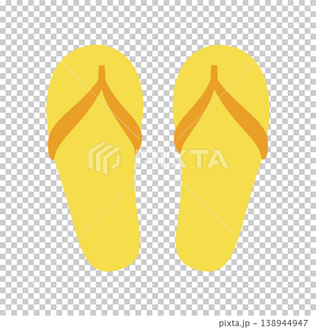 Yellow flip-flops, summer footwear. 138944947