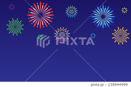 夜空に浮かぶたくさんの打ち上げ花火の背景イラスト 138944999