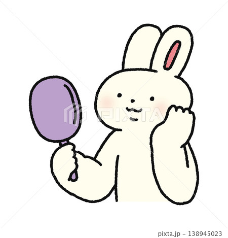 鏡をみるかわいいウサギ 鏡をみるかわいいウサギ 138945023