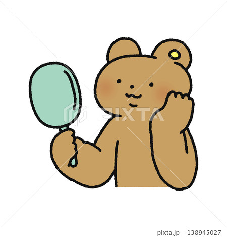 鏡をみるかわいいクマ 鏡をみるかわいいクマ 138945027