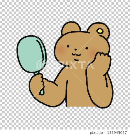 鏡をみるかわいいクマ 鏡をみるかわいいクマ 138945027