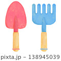 子ども用のスコップと熊手のイラストセット 138945039