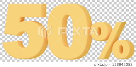 3D素材_数字_50%_黄色 3D素材_数字_50%_黄色 138945082